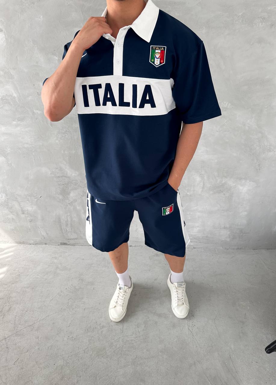 Italia Inspired Men's Polo & Shorts Set – Athletic Heritage with Bold National Style